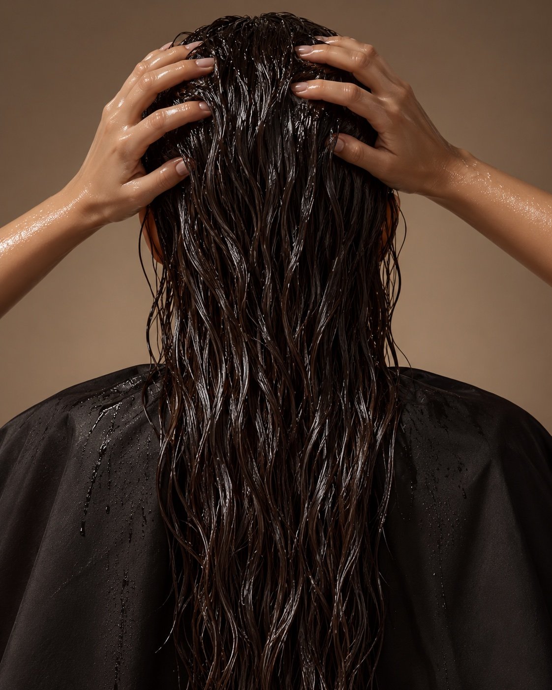 Luxury wet-hair treatment editorial