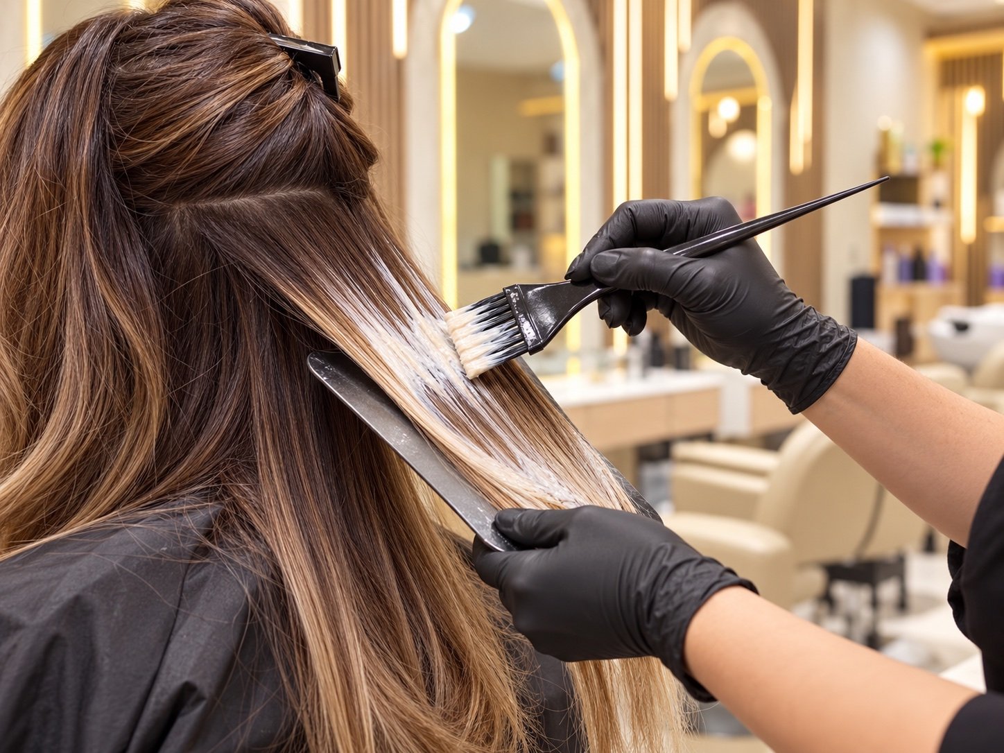 Balayage colour being hand-painted at Helora